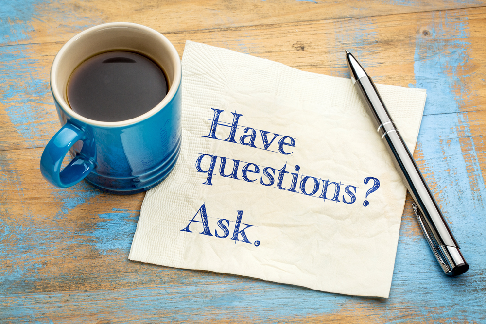 Have,Questions?,Ask.,Handwriting,On,A,Napkin,With,A,Cup