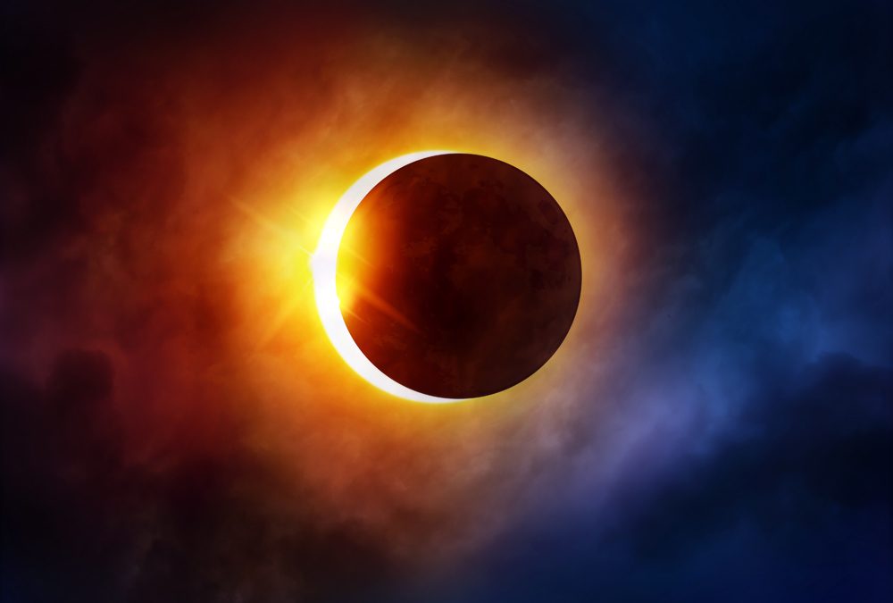 Solar,Eclipse.,The,Moon,Moving,In,Front,Of,The,Sun.