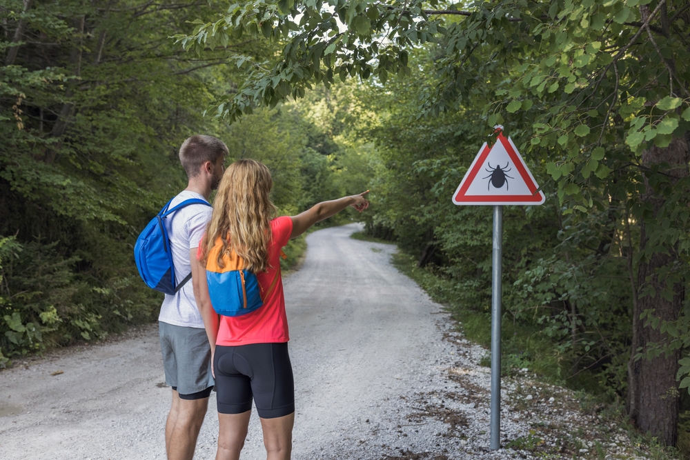 Man,And,Woman,Pointing,Fingers,In,The,Distance,While,Hiking