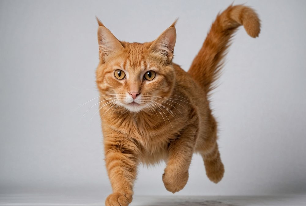 Orange,Cat,Jump,In,The,Studio,And,White,Background