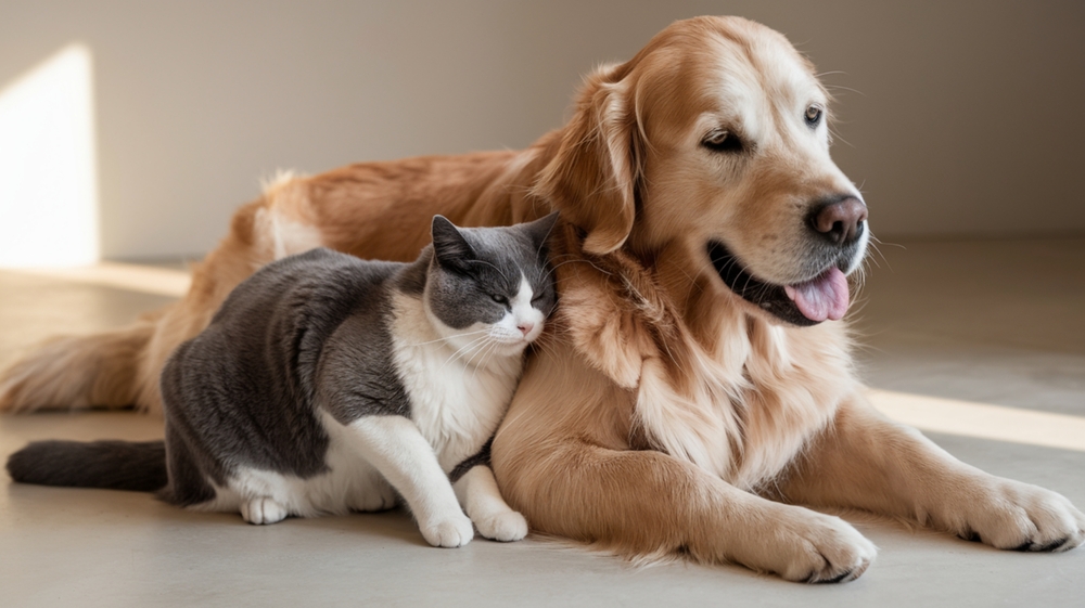 Ai,Image,Of,A,Relaxed,Gray And White,Cat,Cuddling,With,A