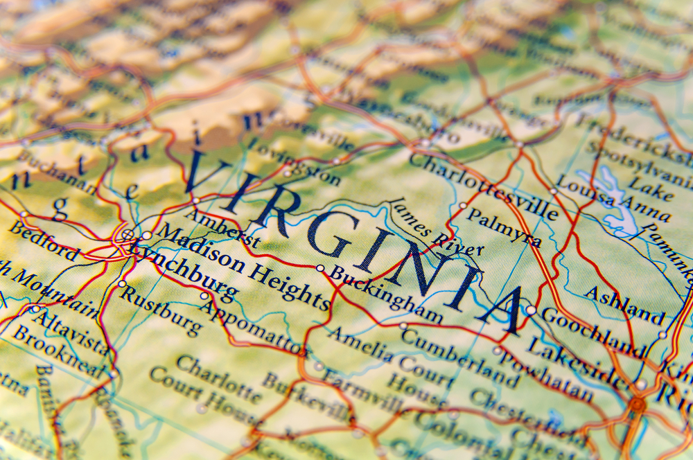 Geographic,Map,Of,Virginia,Close